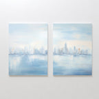 Urban Mirage Diptych – Set of 2 Canvas Prints set of 2 – blue abstract canvas wall art by Aspire Prints