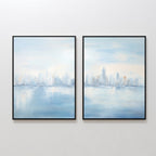 Urban Mirage Diptych – Set of 2 Canvas Prints set of 2 – blue abstract canvas wall art by Aspire Prints