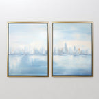 Urban Mirage Diptych – Set of 2 Canvas Prints set of 2 – blue abstract canvas wall art by Aspire Prints