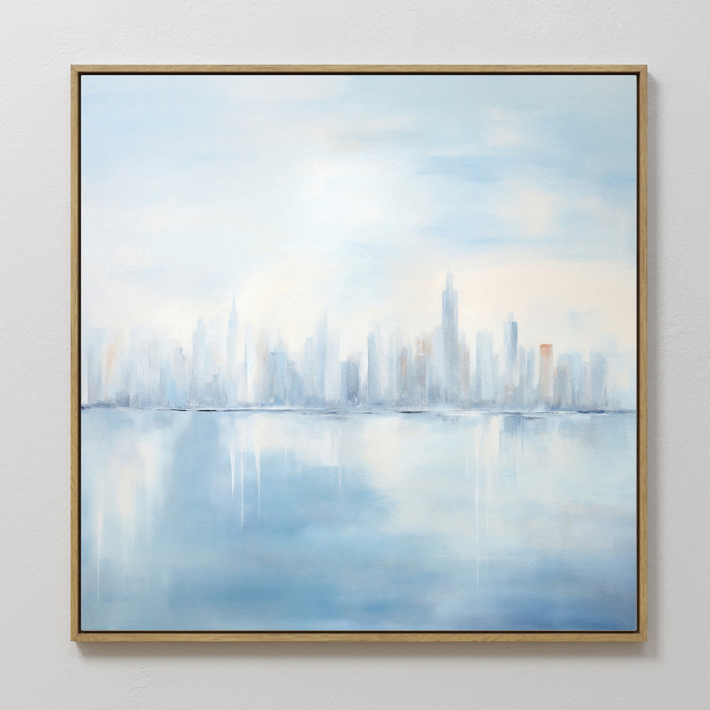 Whispers of a Floating City Canvas Print – blue abstract canvas wall art print by Aspire Prints
