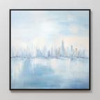 Whispers of a Floating City Canvas Print – blue abstract canvas wall art print by Aspire Prints