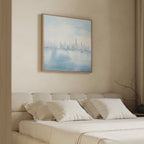 Whispers of a Floating City Canvas Print – blue abstract canvas wall art print by Aspire Prints