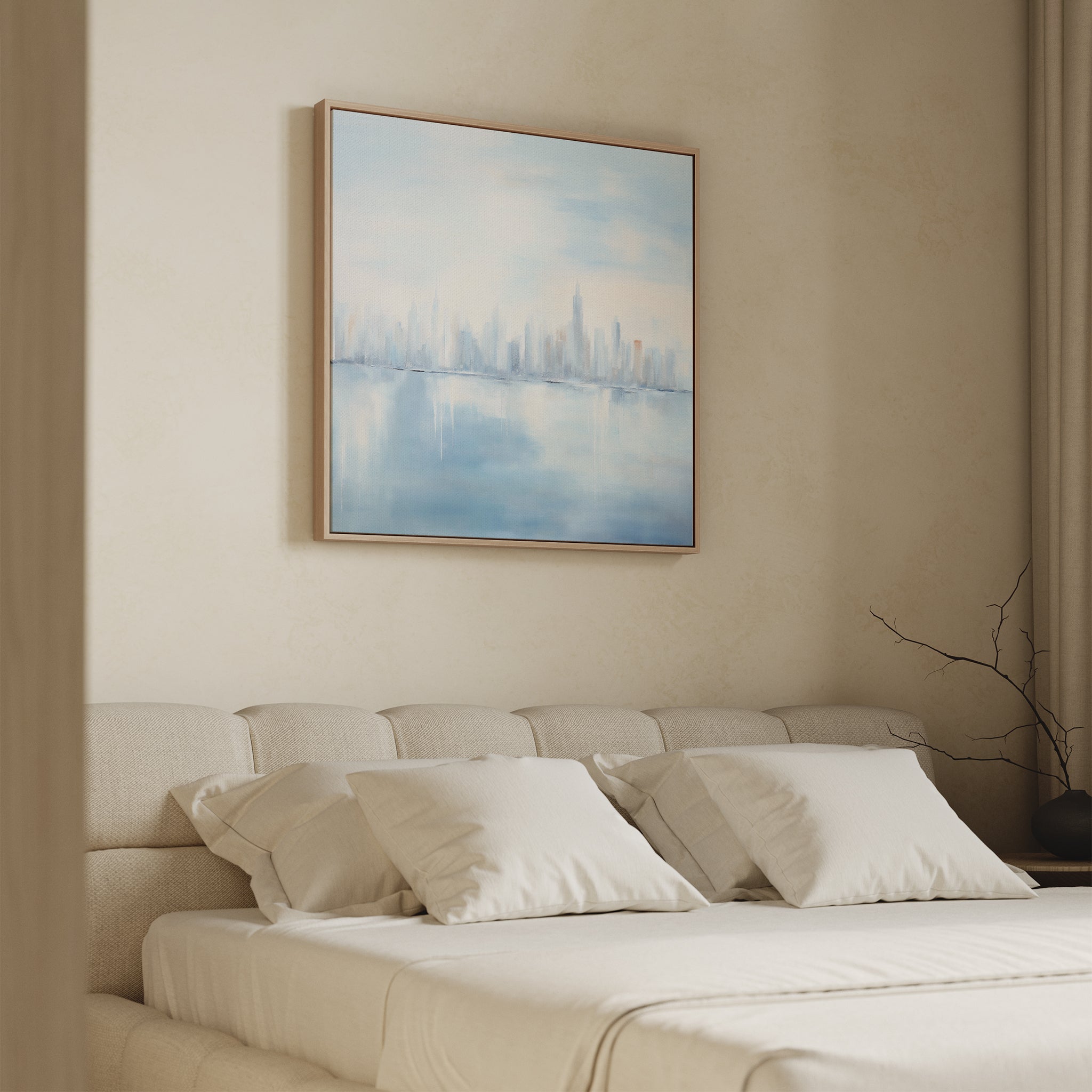 Whispers of a Floating City Canvas Print – blue abstract canvas wall art print by Aspire Prints