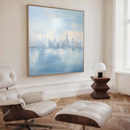 Whispers of a Floating City Canvas Print – blue abstract canvas wall art print by Aspire Prints