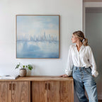 Whispers of a Floating City Canvas Print – blue abstract canvas wall art print by Aspire Prints