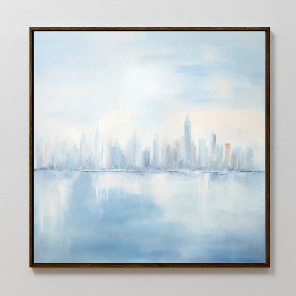 Whispers of a Floating City Canvas Print – blue abstract canvas wall art print by Aspire Prints