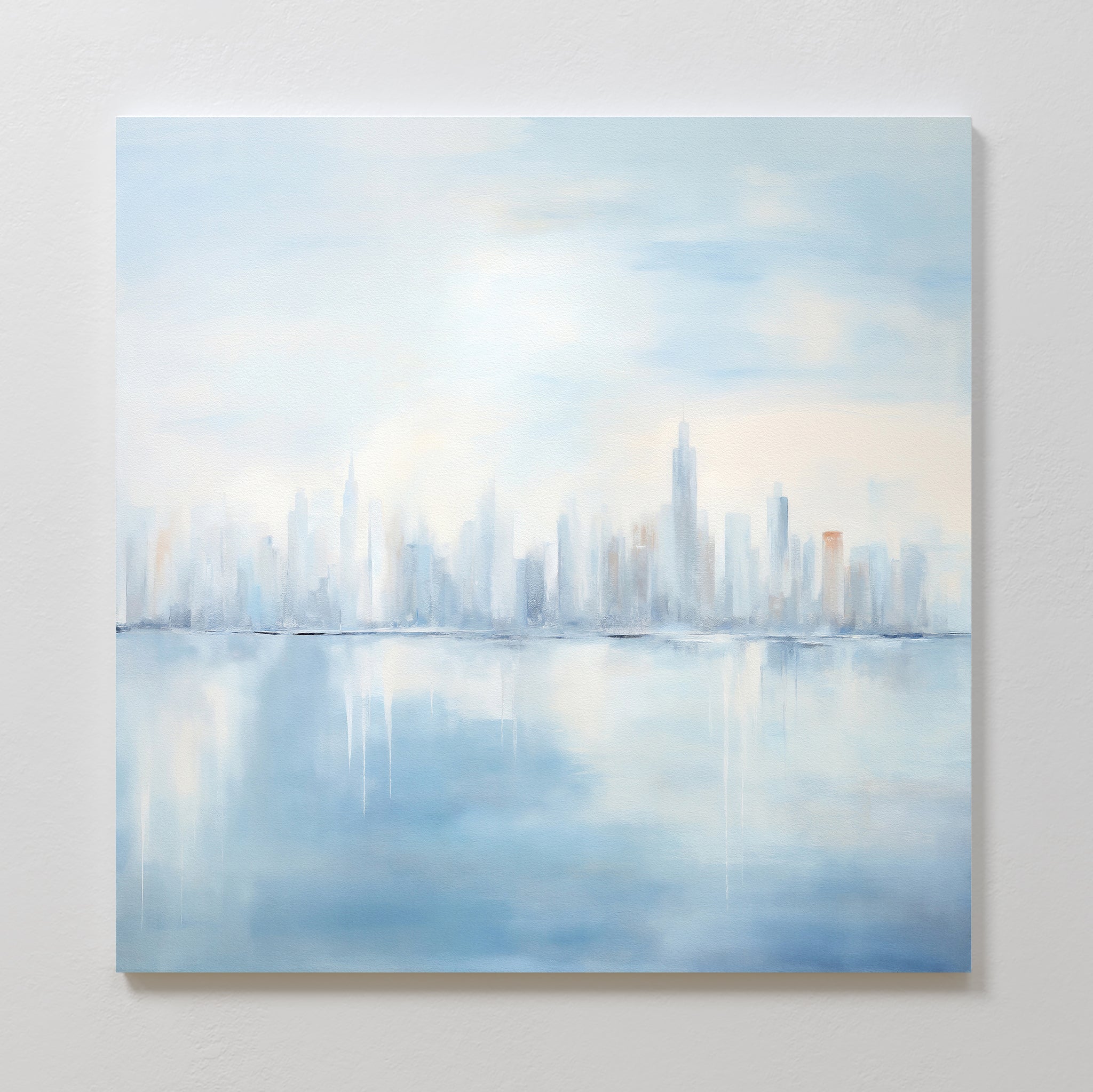 Whispers of a Floating City Canvas Print – blue abstract canvas wall art print by Aspire Prints