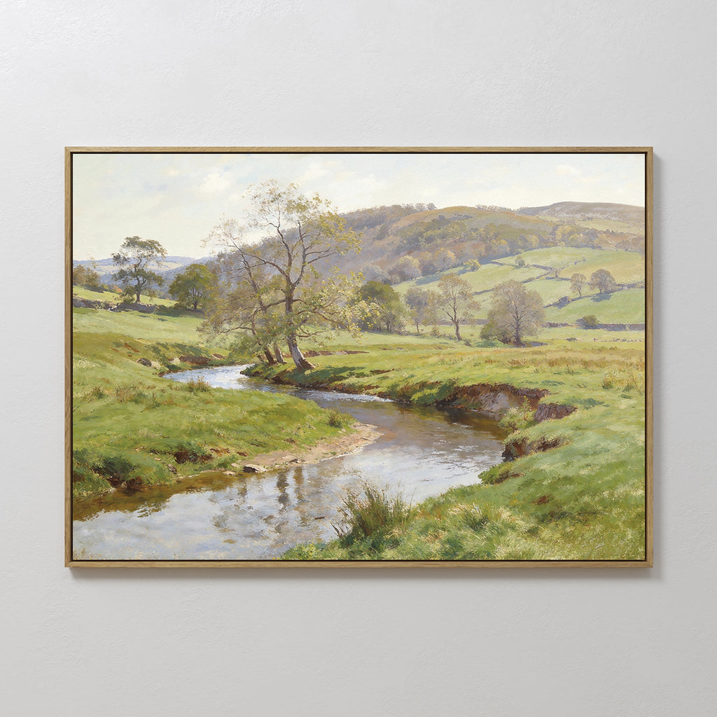 Where the Meadow Sings – blue vintage canvas wall art print by Aspire Prints