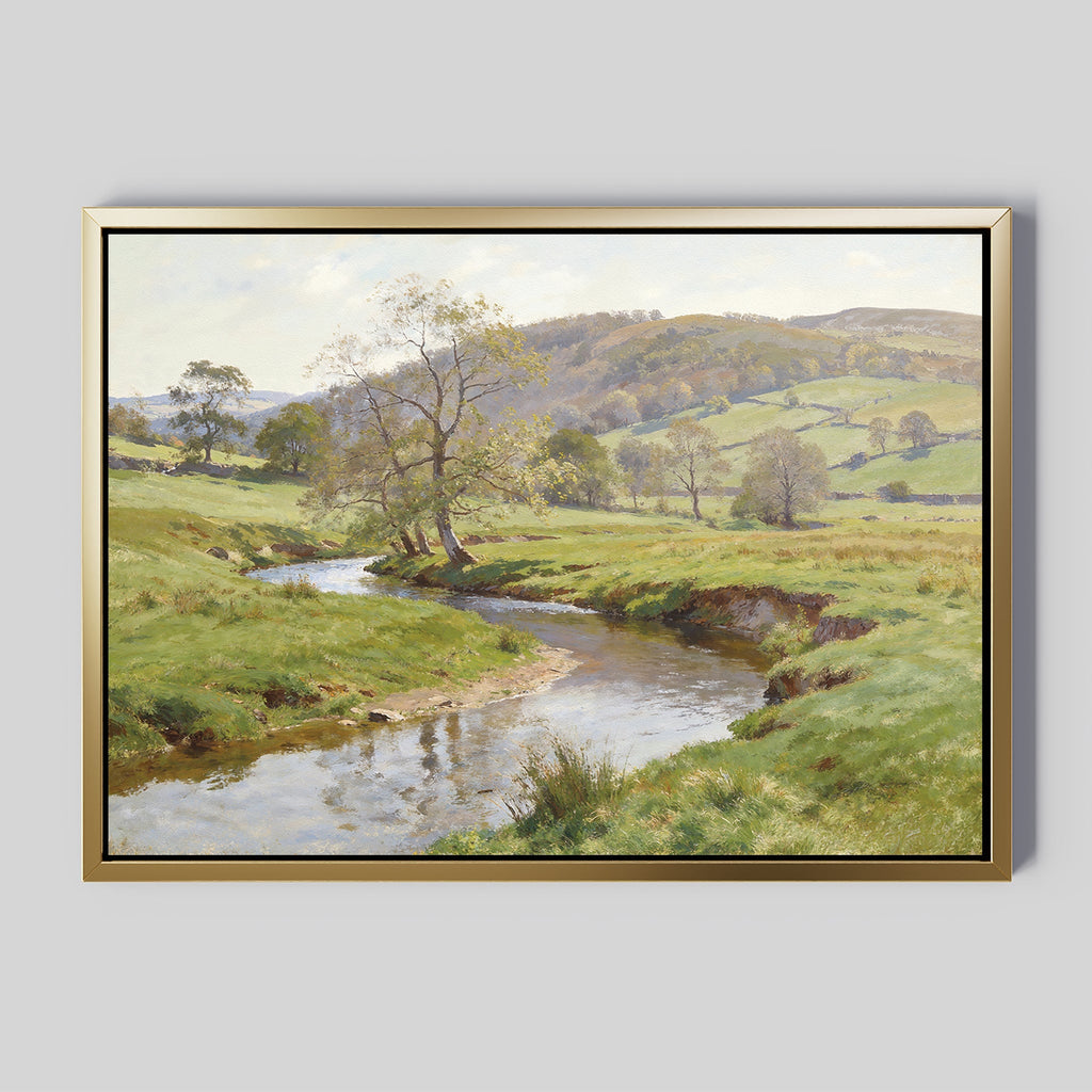 Where the Meadow Sings – blue vintage canvas wall art print by Aspire Prints