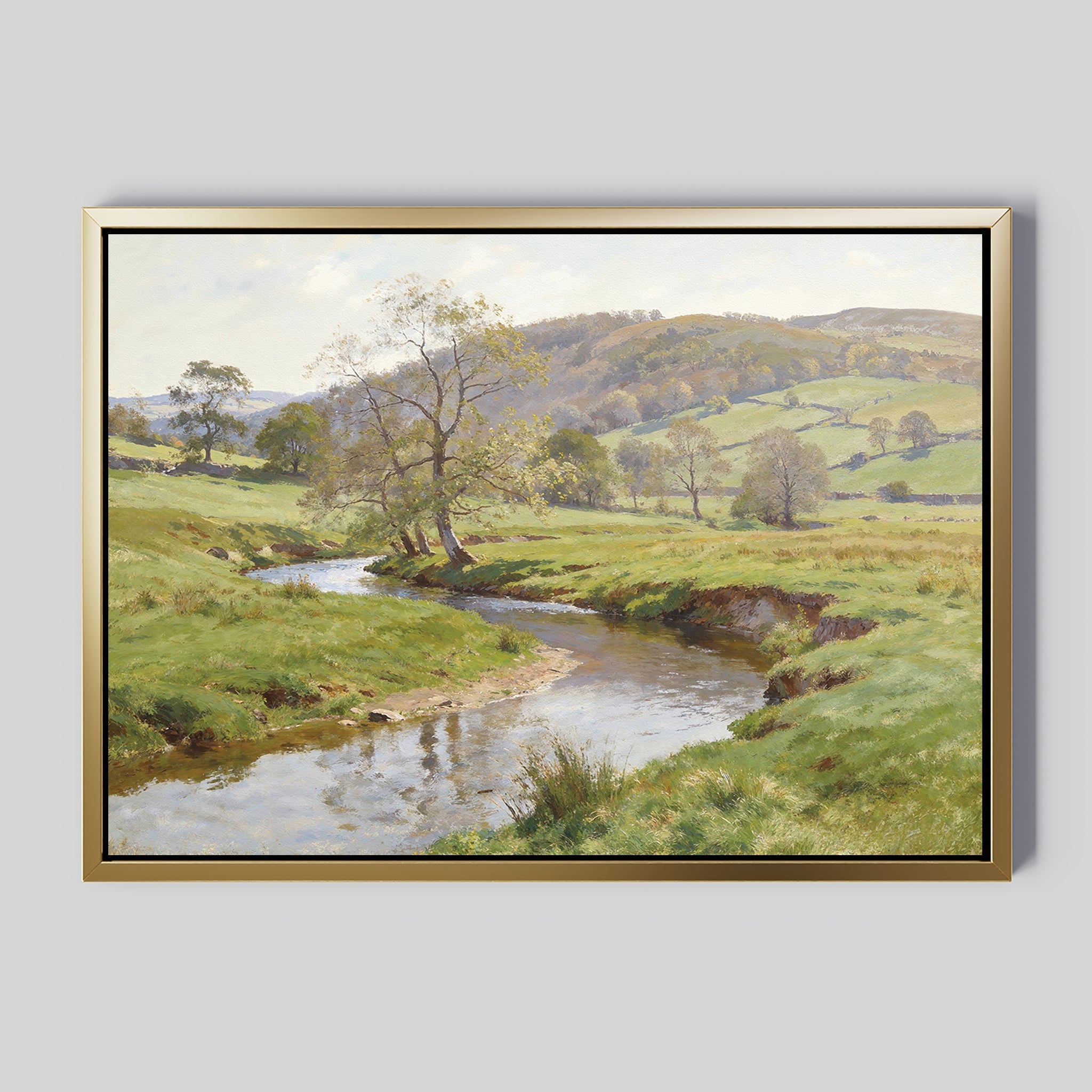 Where the Meadow Sings – blue vintage canvas wall art print by Aspire Prints