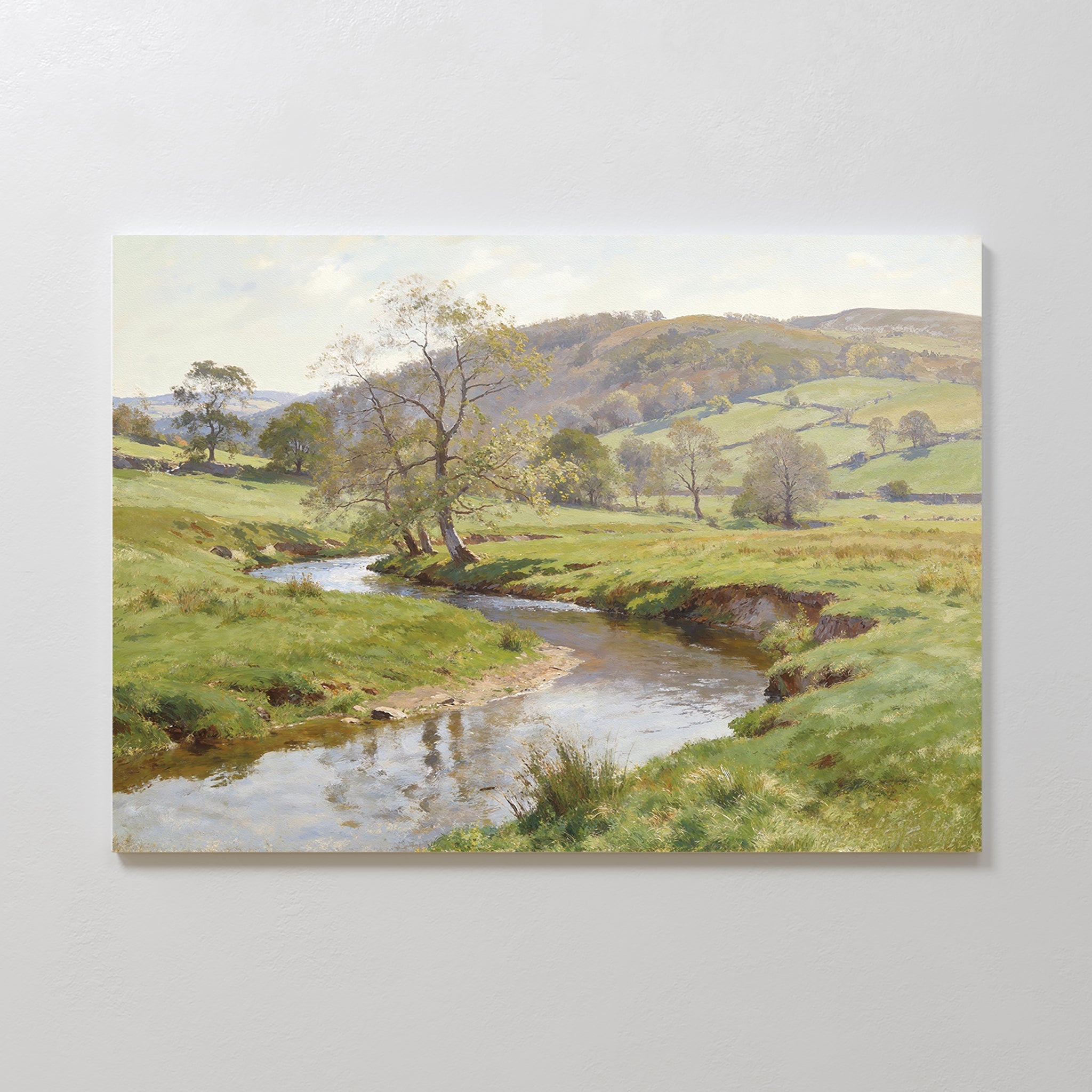 Where the Meadow Sings – blue vintage canvas wall art print by Aspire Prints