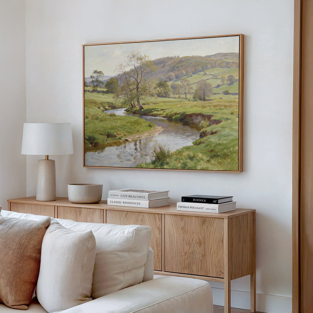 Where the Meadow Sings – blue vintage canvas wall art print by Aspire Prints