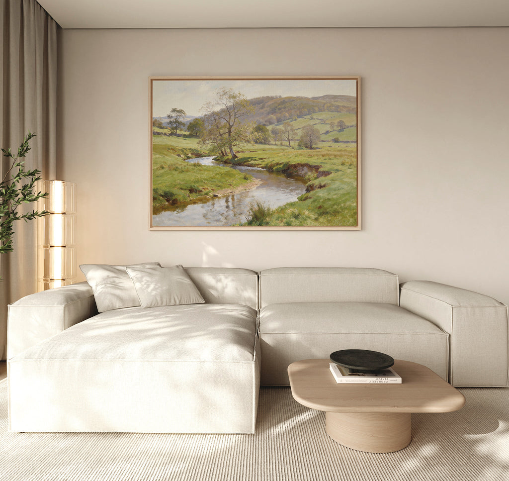 Where the Meadow Sings – blue vintage canvas wall art print by Aspire Prints