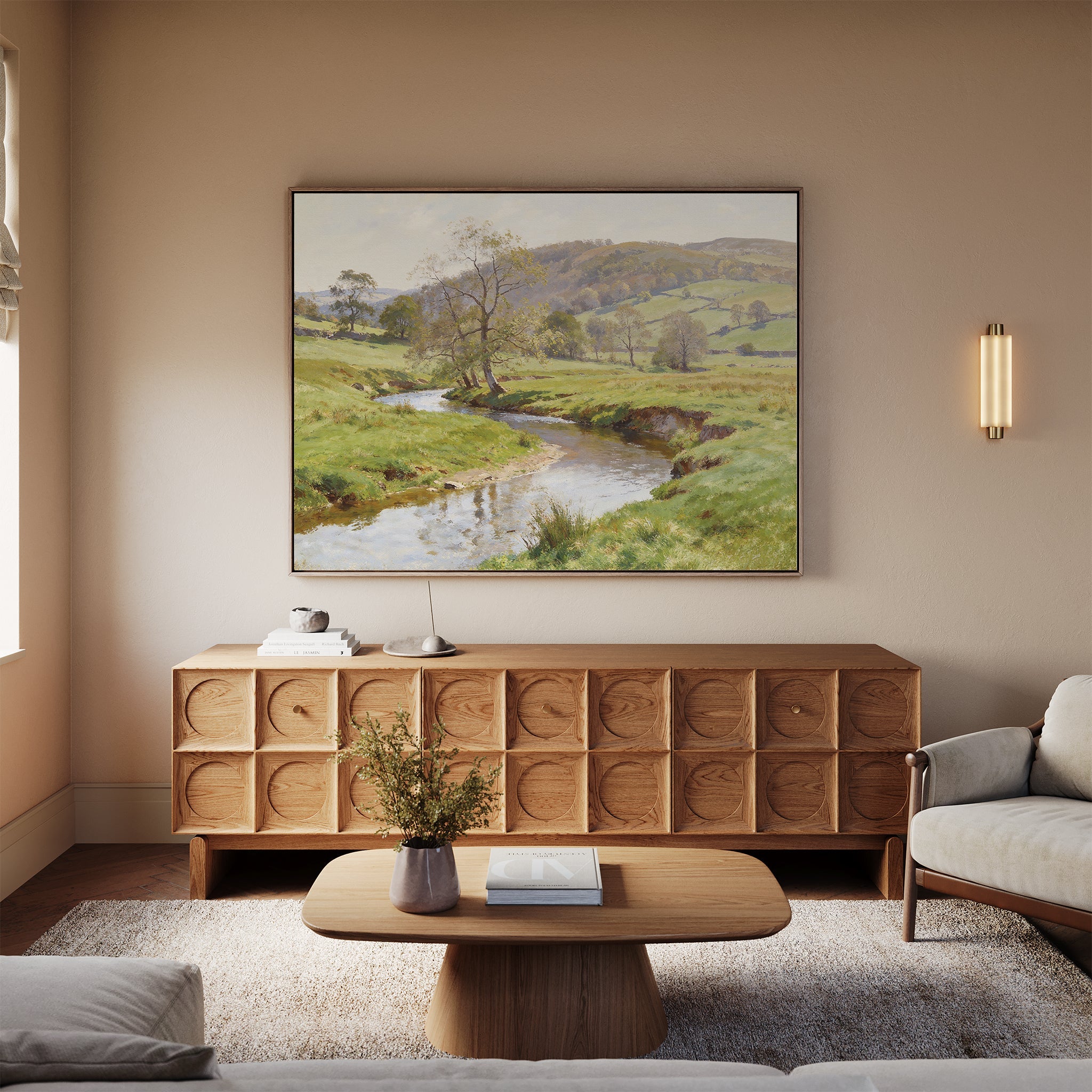 Where the Meadow Sings – blue vintage canvas wall art print by Aspire Prints
