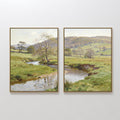 Whispering Meadows Diptych – Set of 2 Canvas Prints set of 2 – blue vintage canvas wall art by Aspire Prints