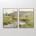 Whispering Meadows Diptych – Set of 2 Canvas Prints set of 2 – blue vintage canvas wall art by Aspire Prints