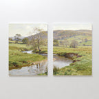 Whispering Meadows Diptych – Set of 2 Canvas Prints set of 2 – blue vintage canvas wall art by Aspire Prints
