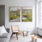 Whispering Meadows Diptych – Set of 2 Canvas Prints set of 2 – blue vintage canvas wall art by Aspire Prints
