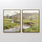 Whispering Meadows Diptych – Set of 2 Canvas Prints set of 2 – blue vintage canvas wall art by Aspire Prints