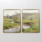 Whispering Meadows Diptych – Set of 2 Canvas Prints set of 2 – blue vintage canvas wall art by Aspire Prints