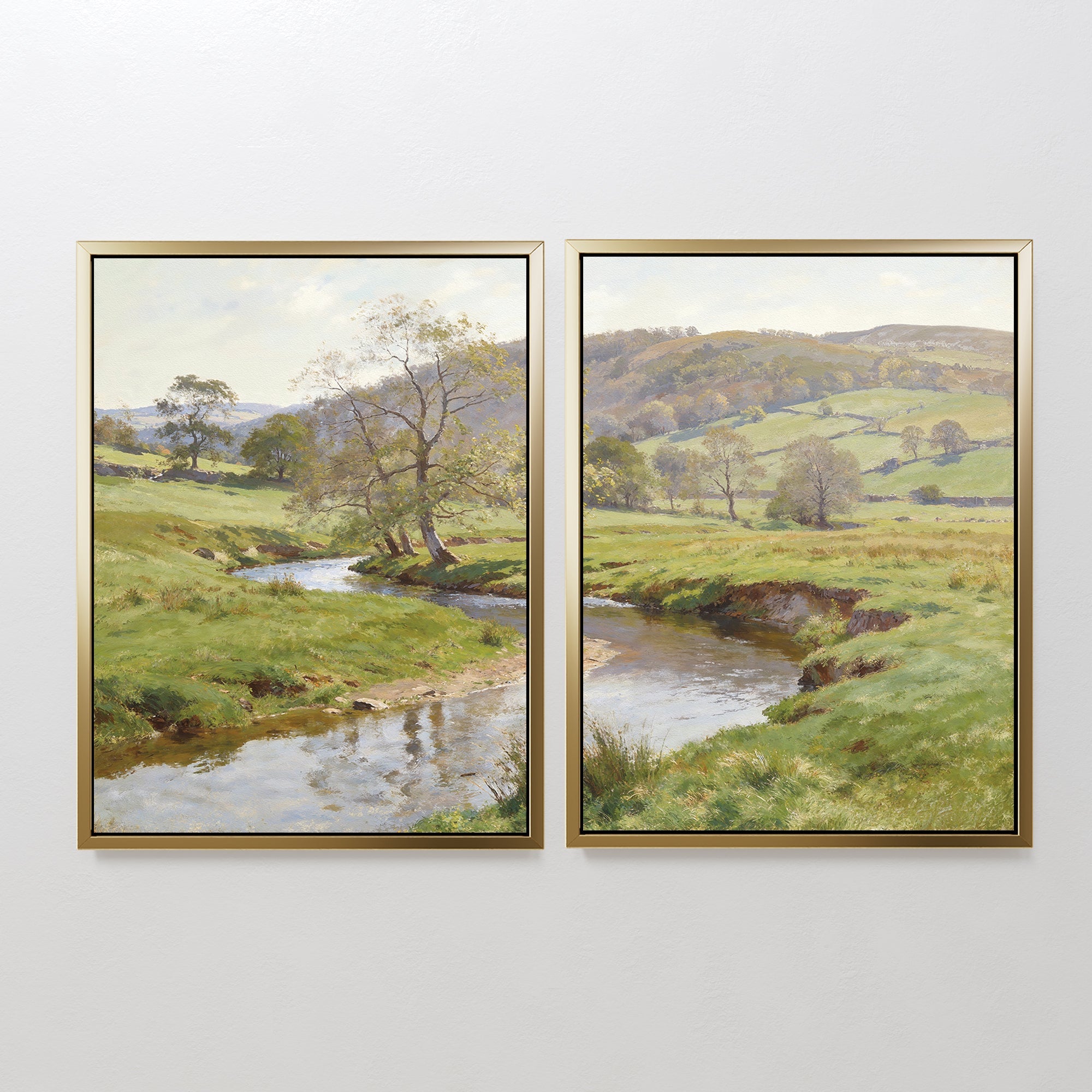 Whispering Meadows Diptych – Set of 2 Canvas Prints set of 2 – blue vintage canvas wall art by Aspire Prints