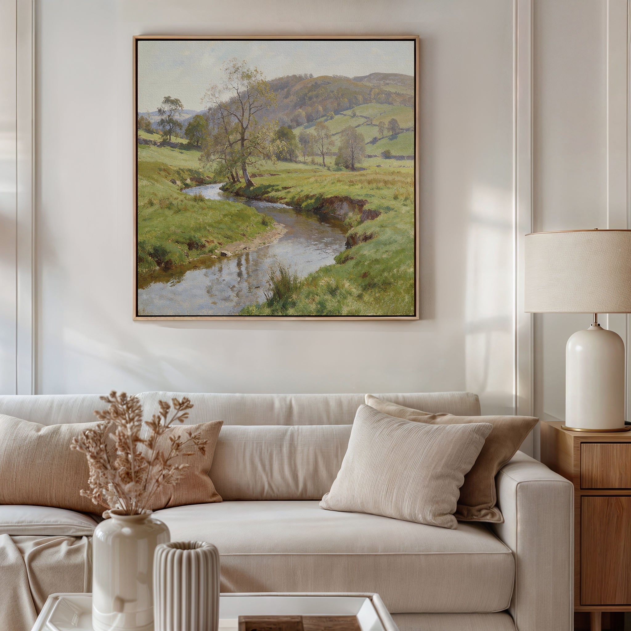 Where the Meadow Breathes – blue vintage canvas wall art print by Aspire Prints