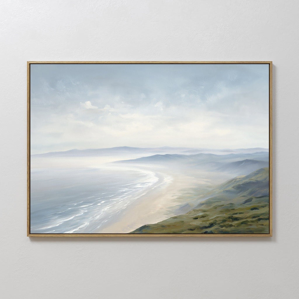 Whispering Tides at Dawn – blue coastal canvas wall art print by Aspire Prints
