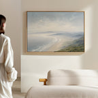 Whispering Tides at Dawn – blue coastal canvas wall art print by Aspire Prints