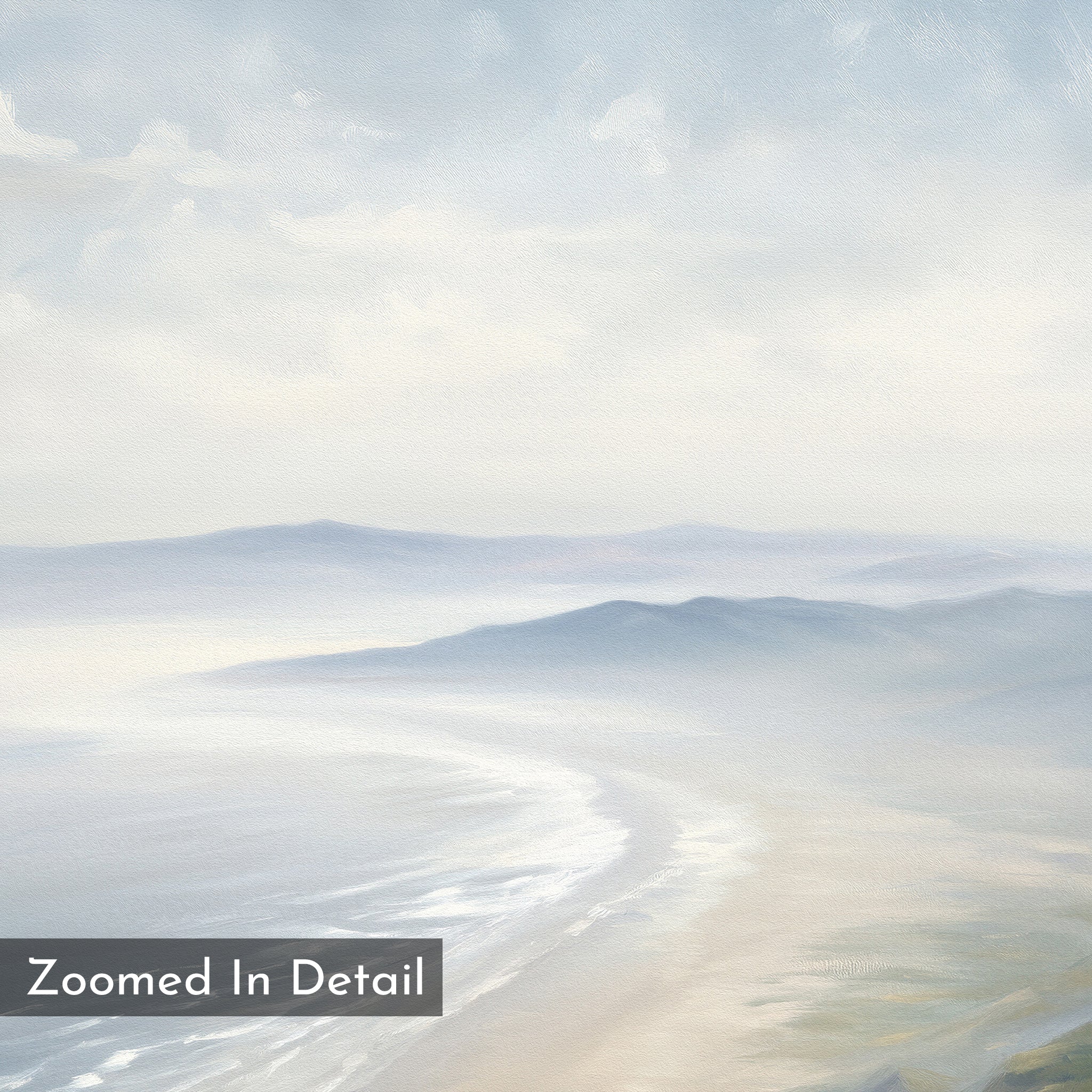 Whispering Tides at Dawn – blue coastal canvas wall art print by Aspire Prints