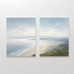 Veiled Shores Diptych – Set of 2 Canvas Prints set of 2 – blue coastal canvas wall art by Aspire Prints