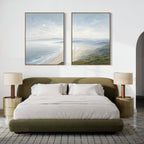 Veiled Shores Diptych – Set of 2 Canvas Prints set of 2 – blue coastal canvas wall art by Aspire Prints