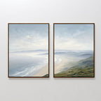 Veiled Shores Diptych – Set of 2 Canvas Prints set of 2 – blue coastal canvas wall art by Aspire Prints