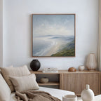 Whispering Tides at Dawn – blue coastal canvas wall art print by Aspire Prints