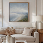 Whispering Tides at Dawn – blue coastal canvas wall art print by Aspire Prints