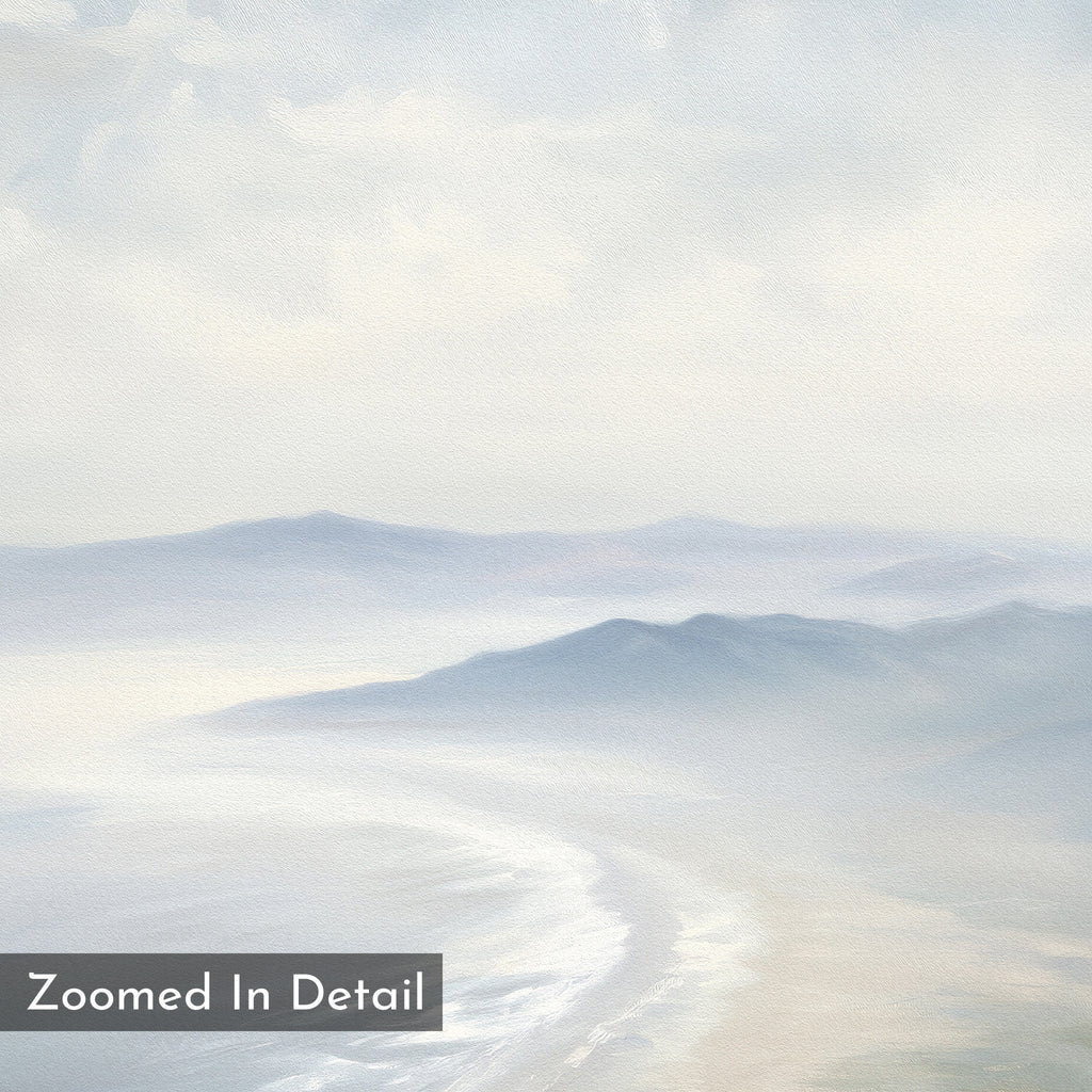 Whispering Tides at Dawn – blue coastal canvas wall art print by Aspire Prints