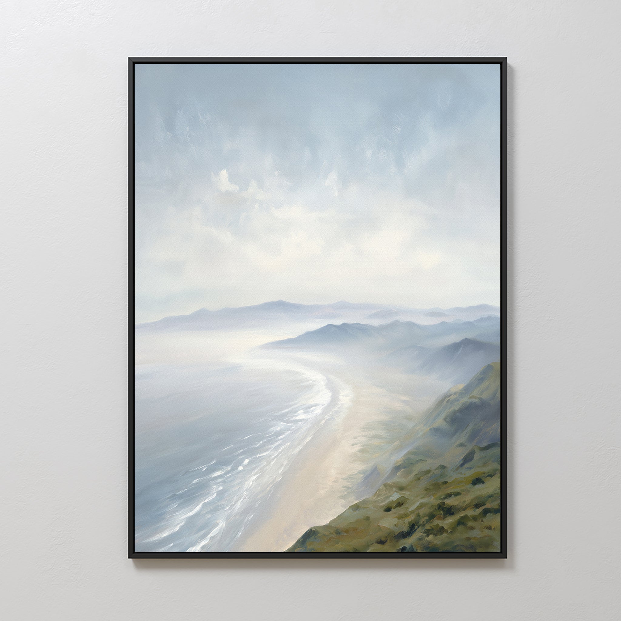 Whispers of the Tide – blue coastal canvas wall art print by Aspire Prints