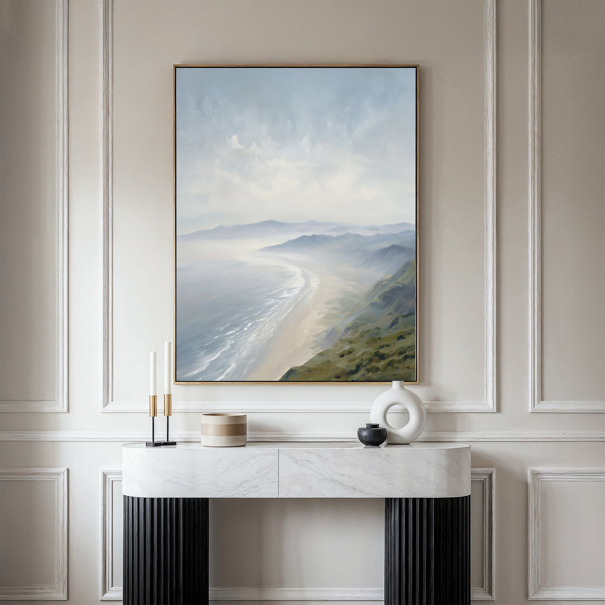 Whispers of the Tide – blue coastal canvas wall art print by Aspire Prints