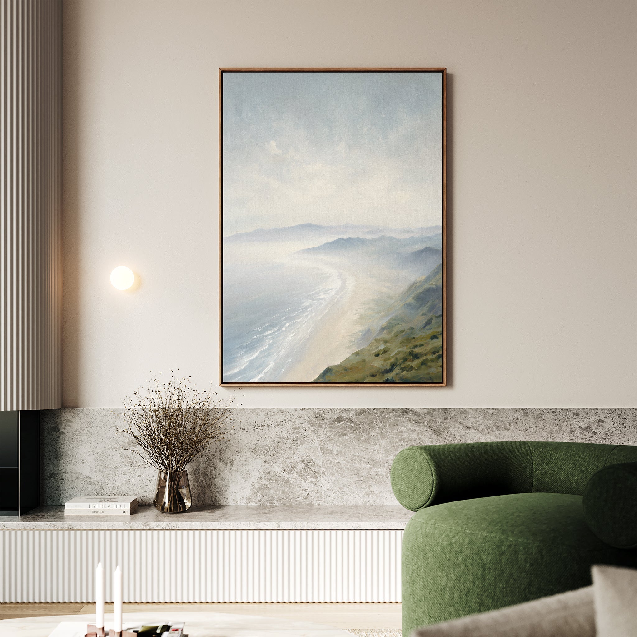 Whispers of the Tide – blue coastal canvas wall art print by Aspire Prints