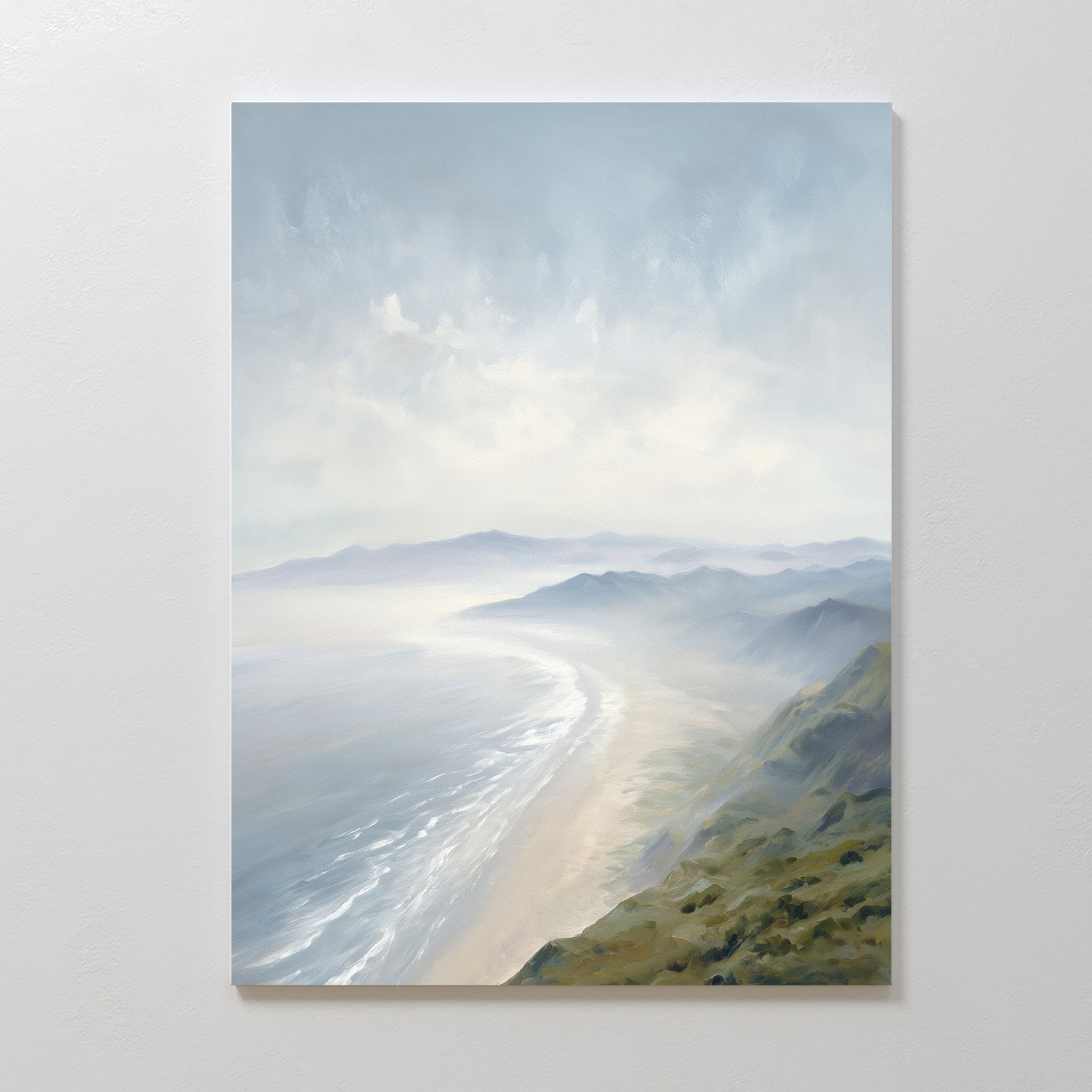 Whispers of the Tide – blue coastal canvas wall art print by Aspire Prints