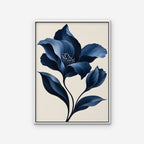 Velvet Blue Flower Canvas Art - Vertical – White Floating Frame on white background