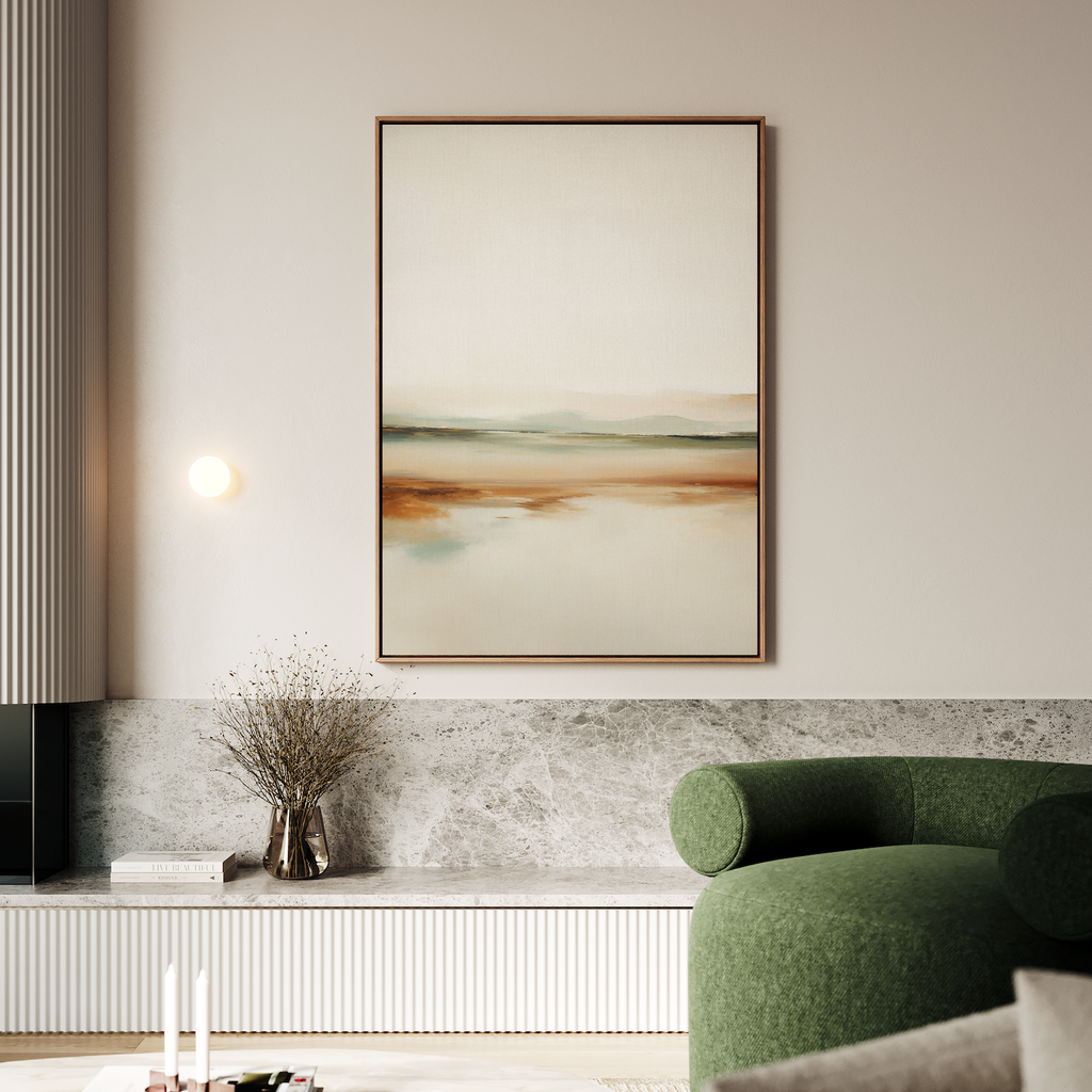 Whispers of the Meadow – beige and white landscape canvas wall art print by Aspire Prints