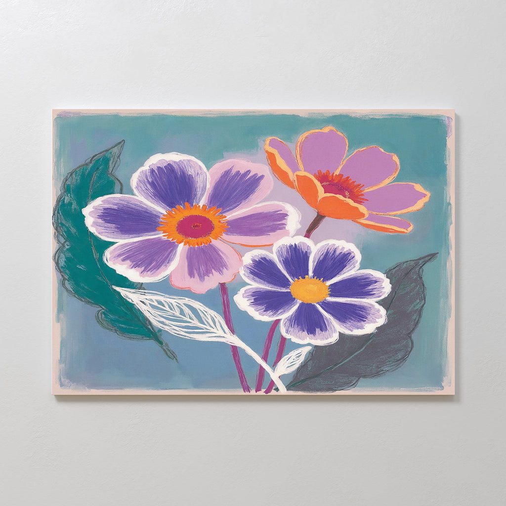 Petals in Bloom Reverie – blush pink botanical canvas wall art print by Aspire Prints