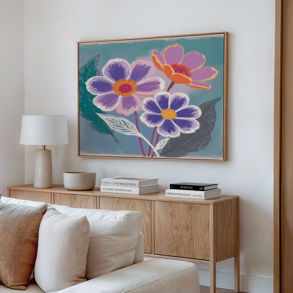 Petals in Bloom Reverie – blush pink botanical canvas wall art print by Aspire Prints