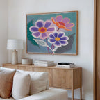 Petals in Bloom Reverie – blush pink botanical canvas wall art print by Aspire Prints