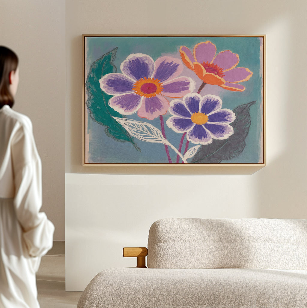 Petals in Bloom Reverie – blush pink botanical canvas wall art print by Aspire Prints