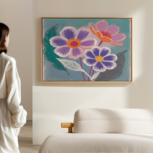 Petals in Bloom Reverie – blush pink botanical canvas wall art print by Aspire Prints
