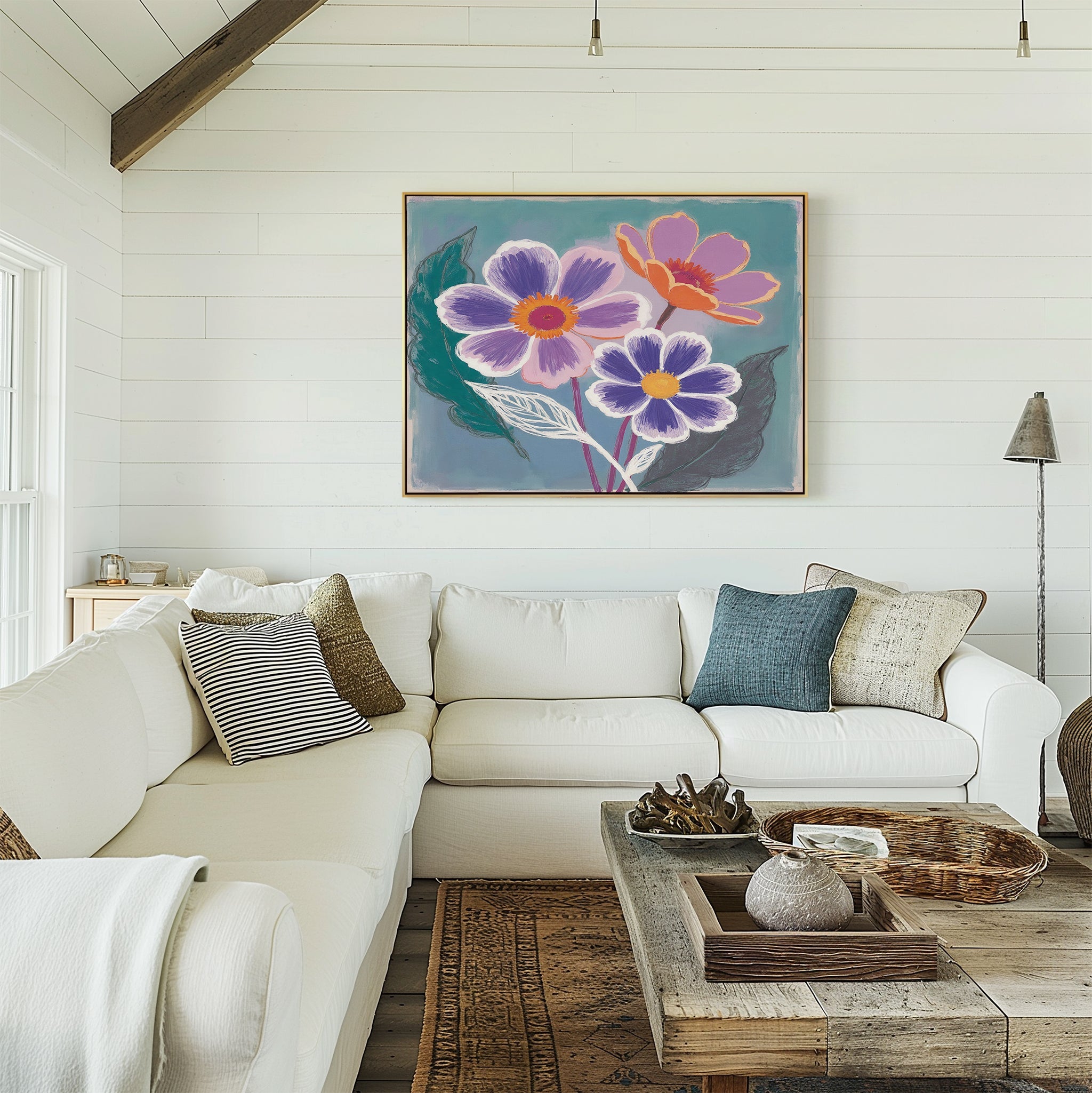 Petals in Bloom Reverie – blush pink botanical canvas wall art print by Aspire Prints