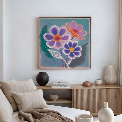 Coral Bloom Symphony – blush pink botanical canvas wall art print by Aspire Prints