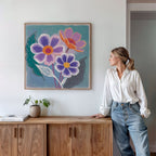 Coral Bloom Symphony – blush pink botanical canvas wall art print by Aspire Prints
