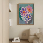 Bloom in Violet & Coral – blush pink botanical canvas wall art print by Aspire Prints